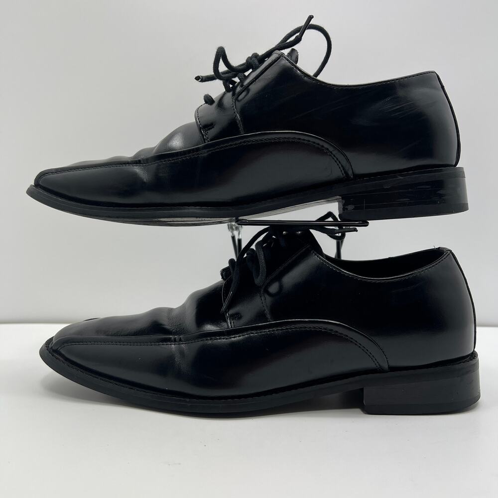 Derby Mens 7.5 Dress Shoes Giorgio Venturi Black Leather Upper - Picture 5 of 8